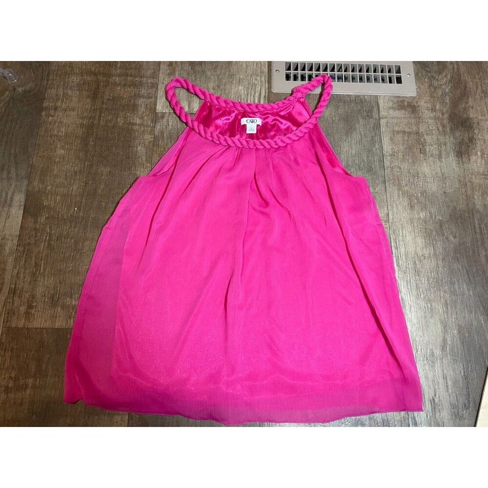 Cato Top Womens Medium M Pink Braided Rope Neckline Lightweight Lined Sleeveless